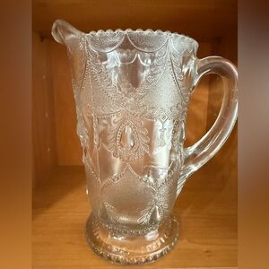 Teardrop & Tassel Clear Glass Pitcher by National Glass Co, circa 1880’s